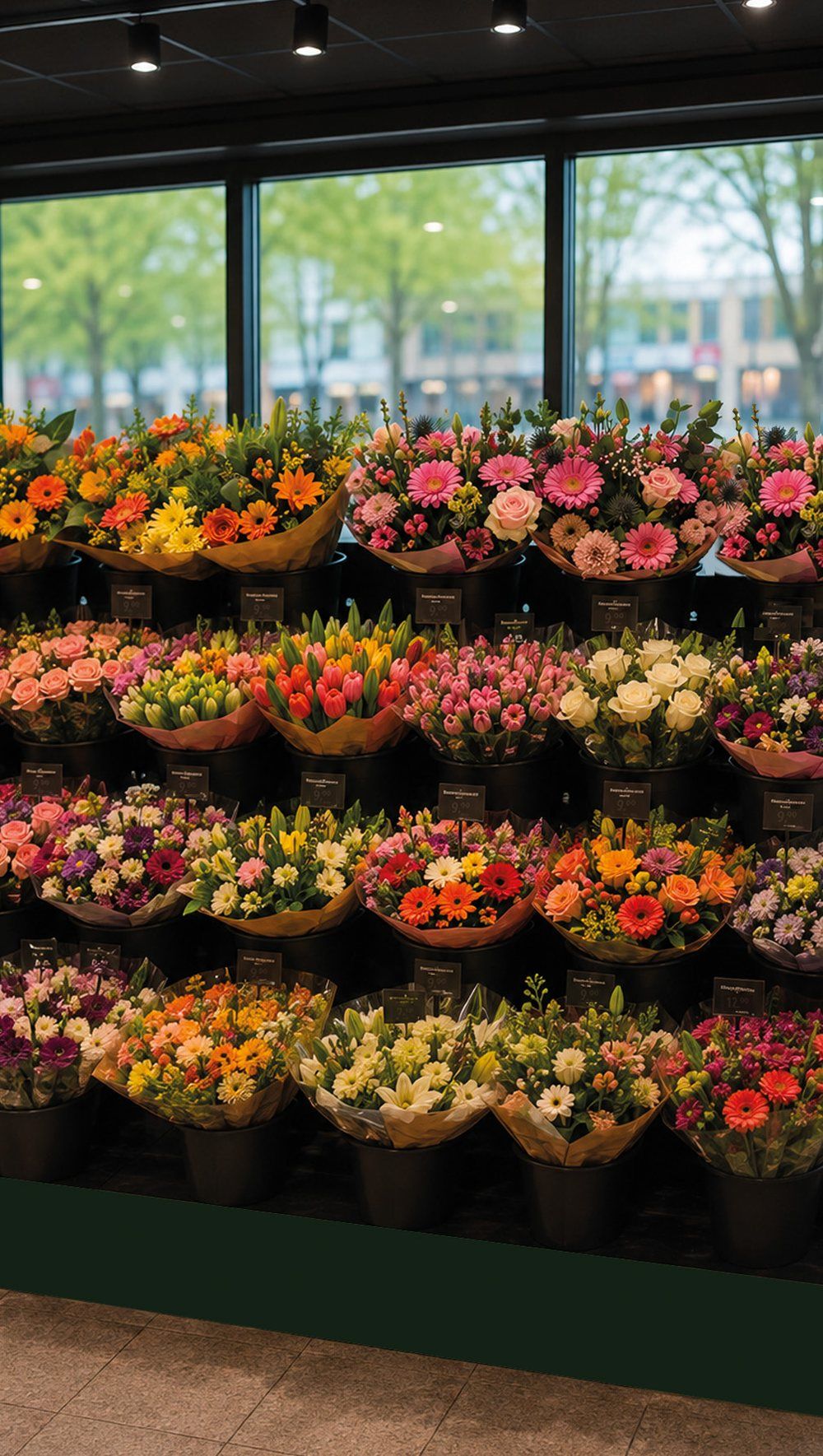 Bloemenafdeling in een supermarkt